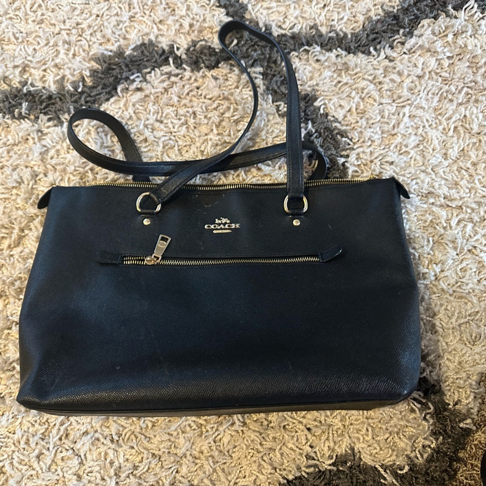 Coach, black leather large purse
